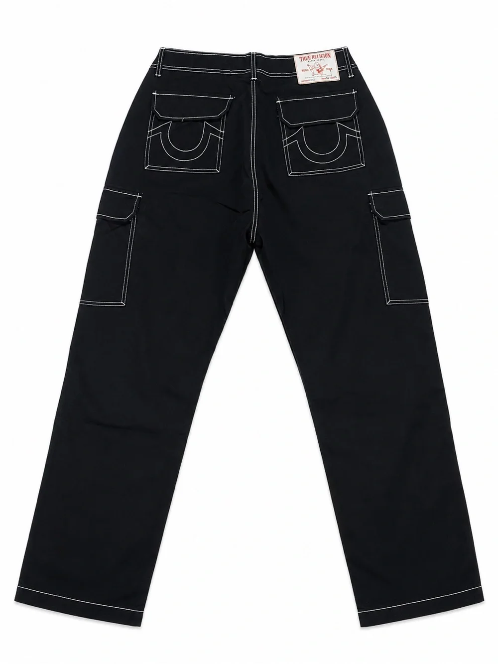 True Religion Cargo Pants Black White Stitch Men’s Size 36 New With Tags